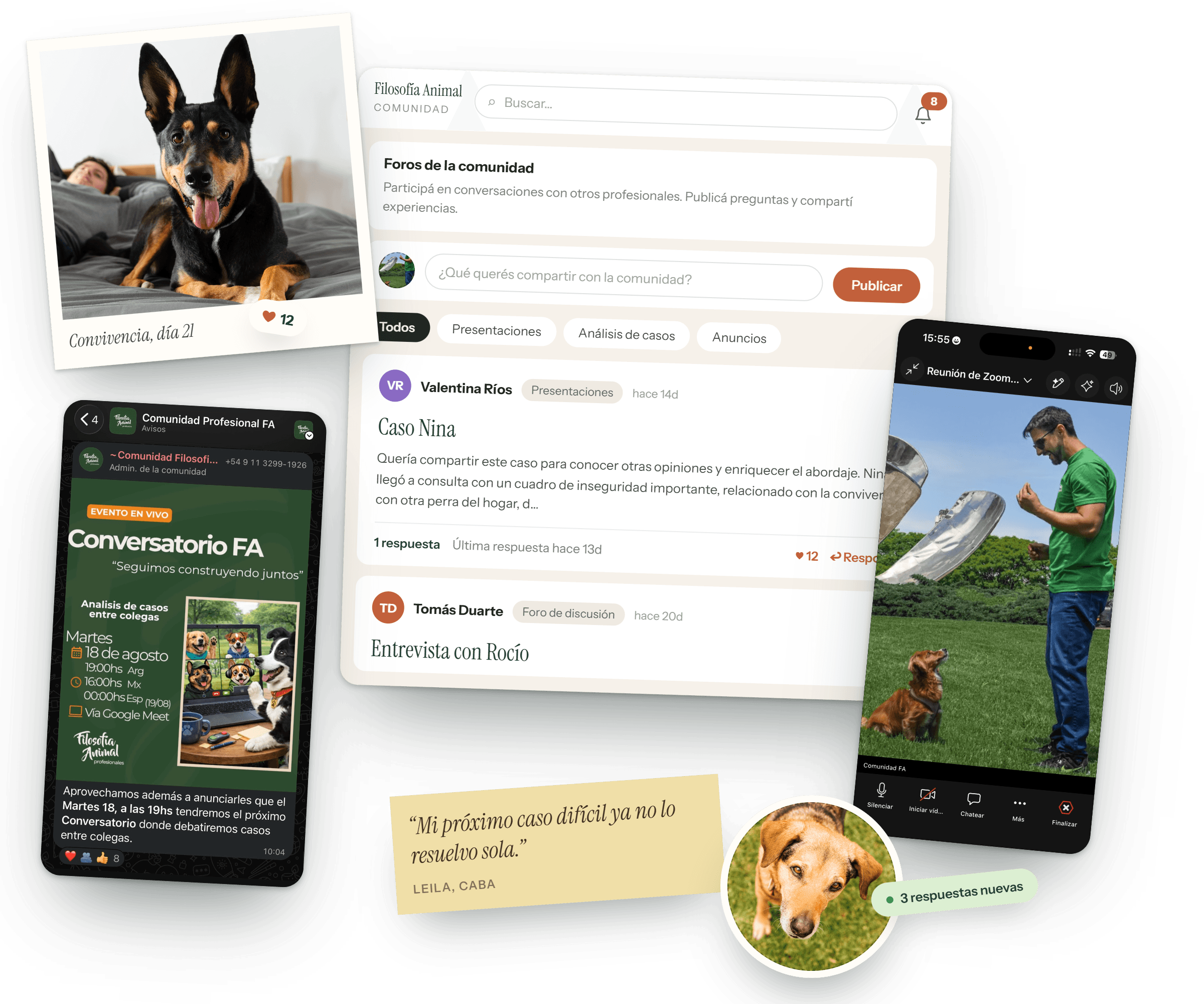 La comunidad por dentro: foros, chat, eventos en vivo y clínica de casos entre colegas