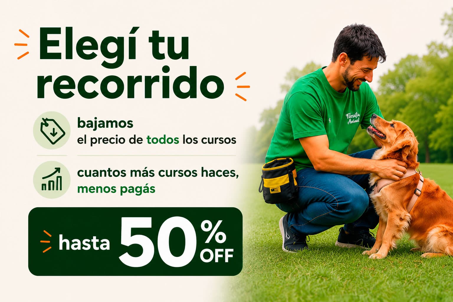 Elegí tu recorrido — hasta 50% OFF en los packs de cursos de Filosofía Animal
